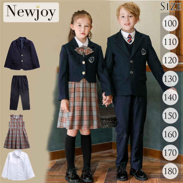 4点セット ワンピースタイプ キッズ制服 ブレザー 卒業式/入学式 100～180cm