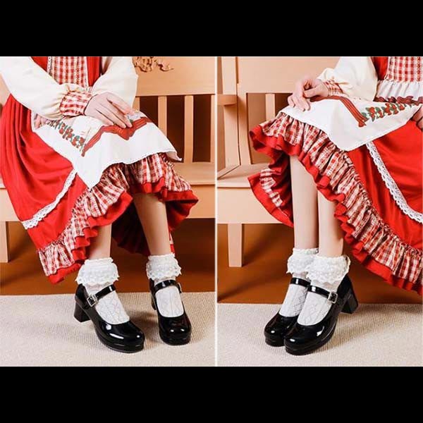 厚底ストラップシューズ☆シンプル　メイド靴　小さいサイズ　コスプレ　ハロウィン