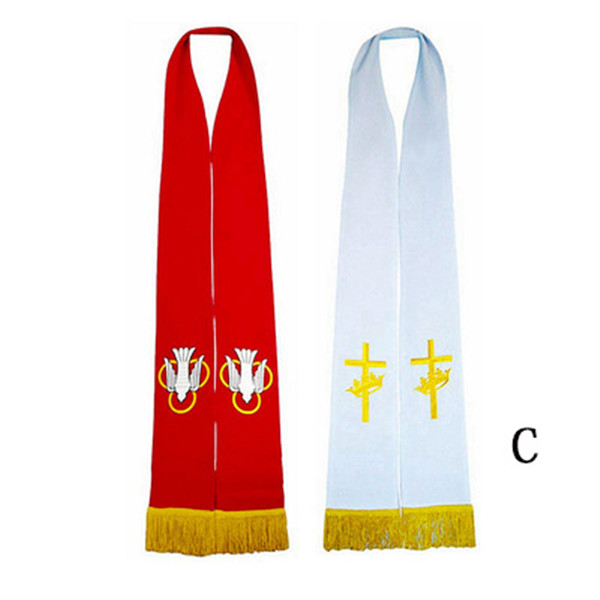 祭服 司祭用ストラ ストール キリスト教 牧師 刺繍 フリンジ付き