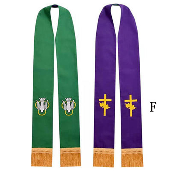祭服 司祭用ストラ ストール キリスト教 牧師 刺繍 フリンジ付き