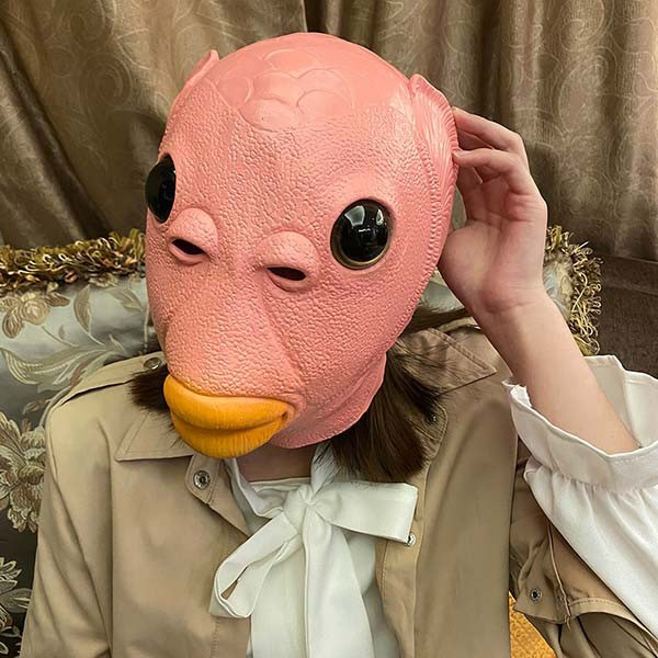 カラフル 半魚人 コスプレ ラバーマスク フルフェイス 仮装 余興 パーティグッズ ハロウィン なりきり 面白い きもい 被り物