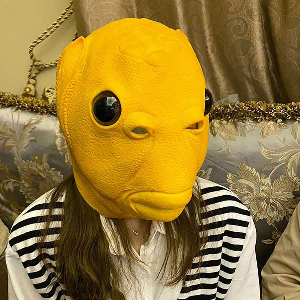 カラフル 半魚人 コスプレ ラバーマスク フルフェイス 仮装 余興 パーティグッズ ハロウィン なりきり 面白い きもい 被り物